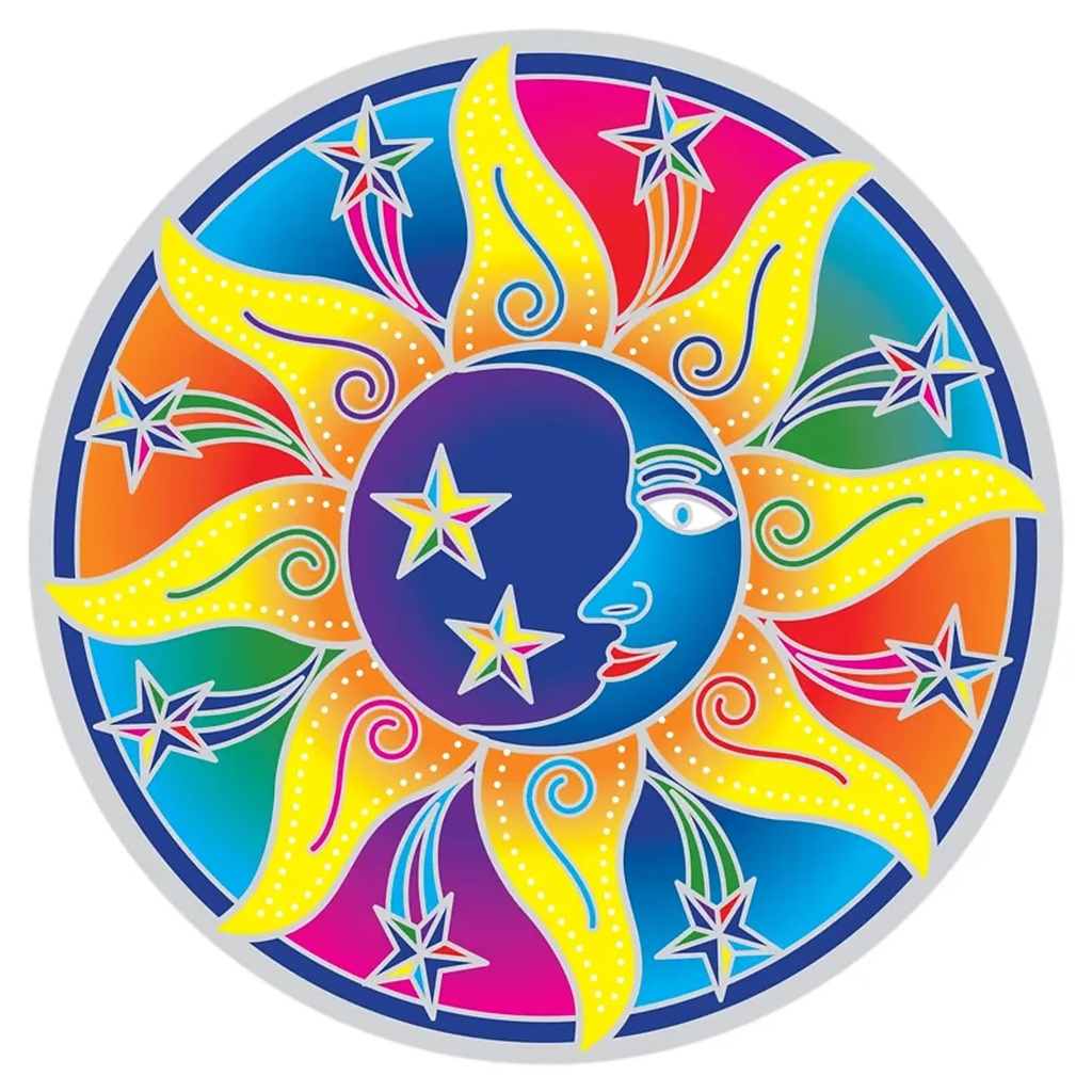 Adhésif fenêtre Soleil, Lune et Etoiles -- 14cm
