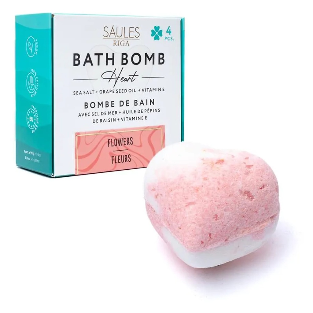Bombe de bain coeur Fleurs -- 90g