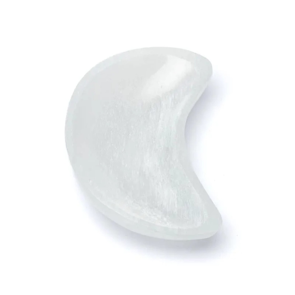 Coupelle en forme de lune en sélénite -- ±11x5x2,5cm