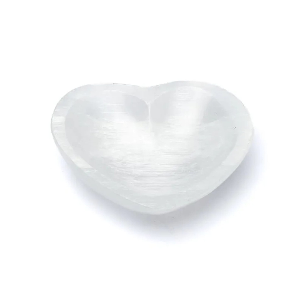 Coupelle en forme de cœur en sélénite -- ±11x3,5cm