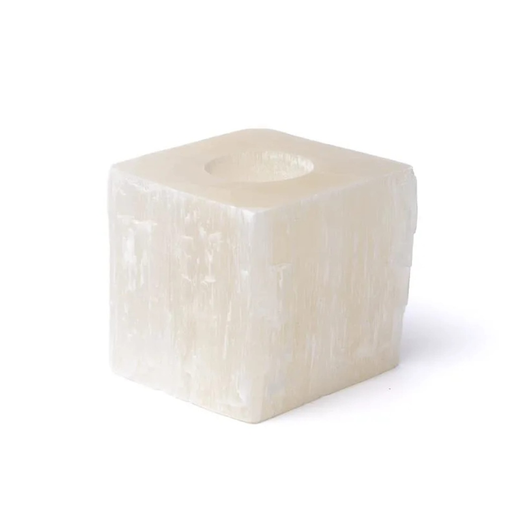 Photophore carré en sélénite -- ±8x8cm