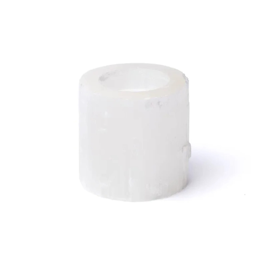 Bougeoir rond en sélénite -- ±6x6cm