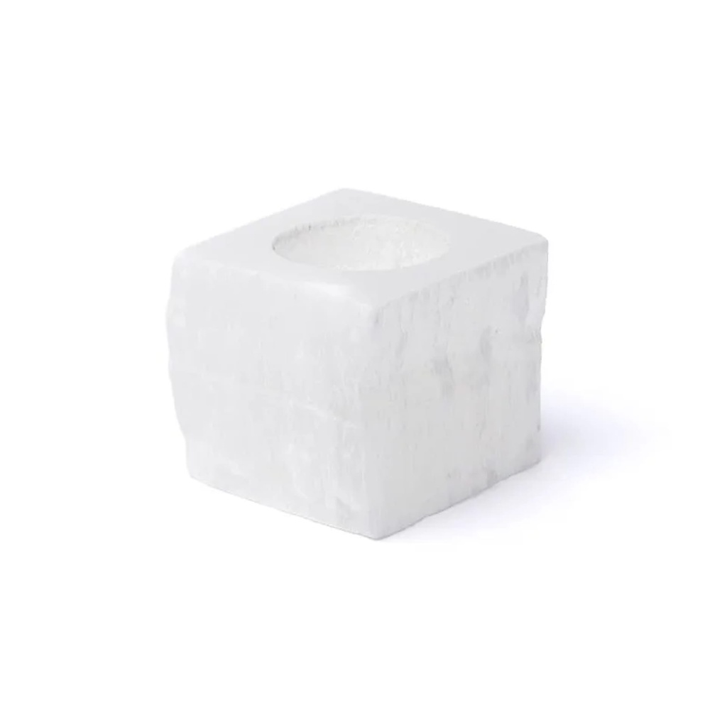 Photophore carré en sélénite -- ±6x6cm