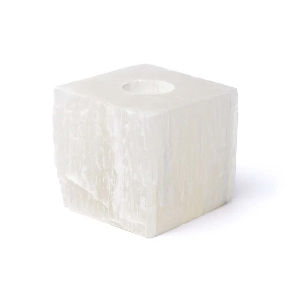 Photophore carré en sélénite -- ±10x10cm