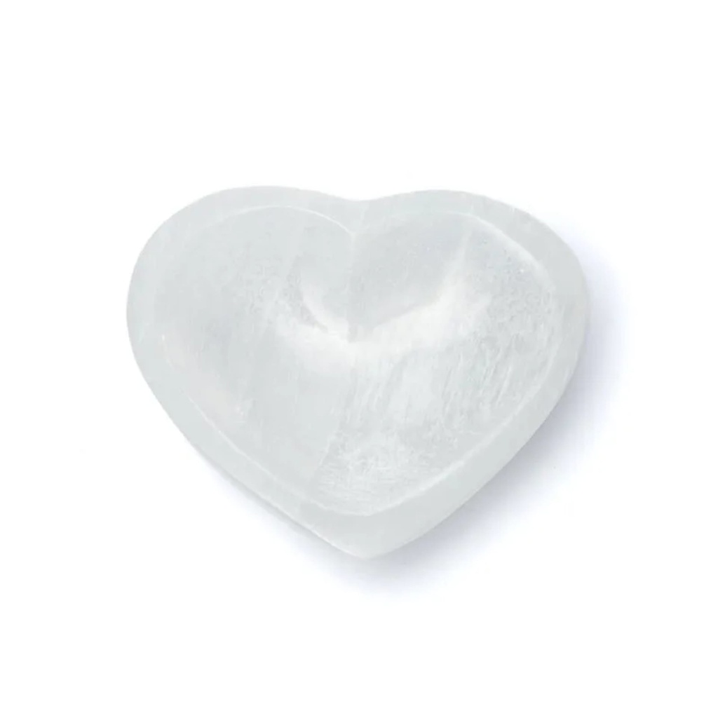 Bol cœur satiné en sélénite -- ±12x12x3cm