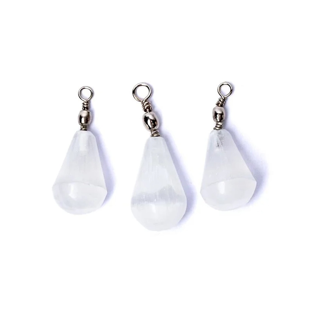 Pendentif goutte en sélénite -- ±4cm