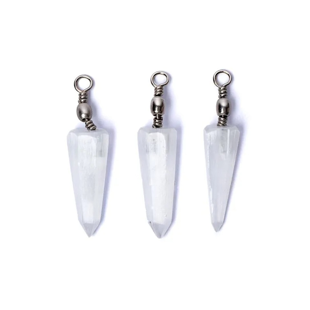 Pendentif pendule en sélénite -- ±4cm