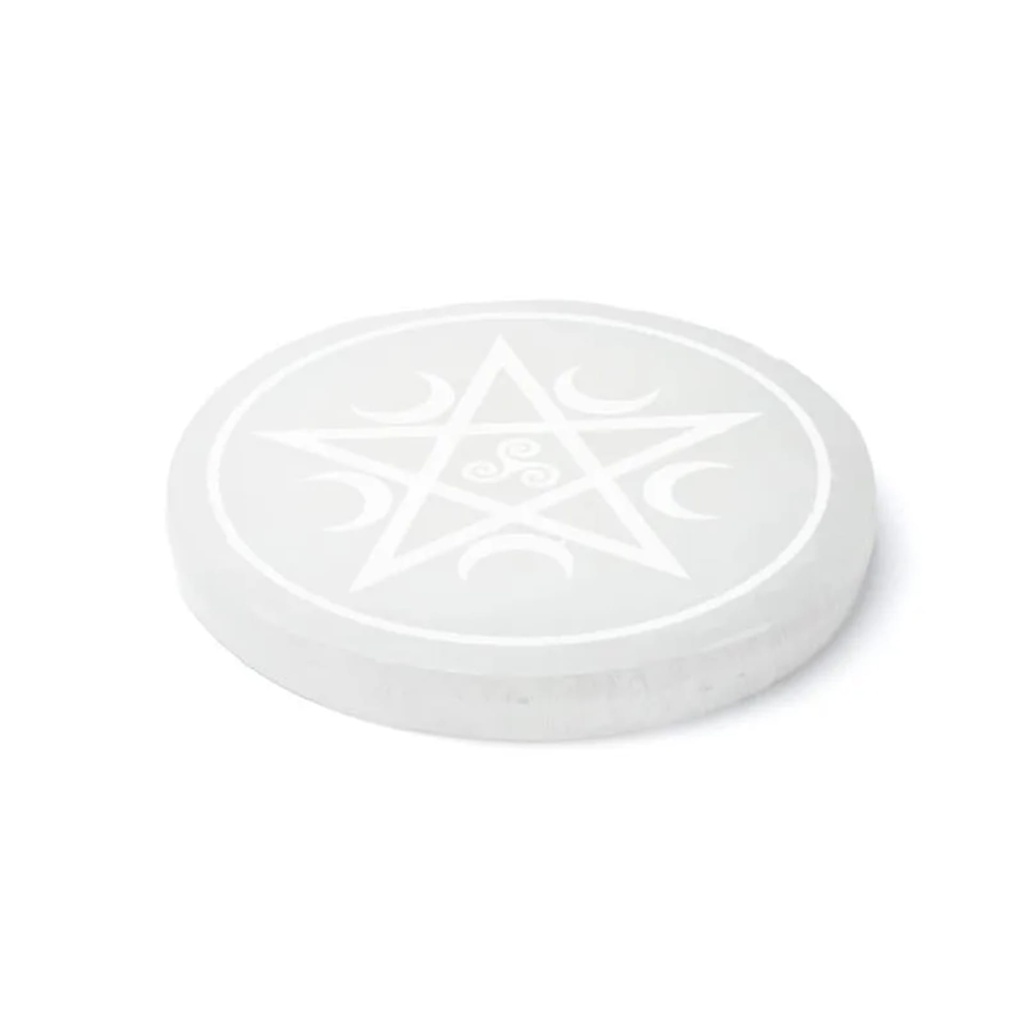 Plaque de charge en sélénite fleur de vie -- ±12cm