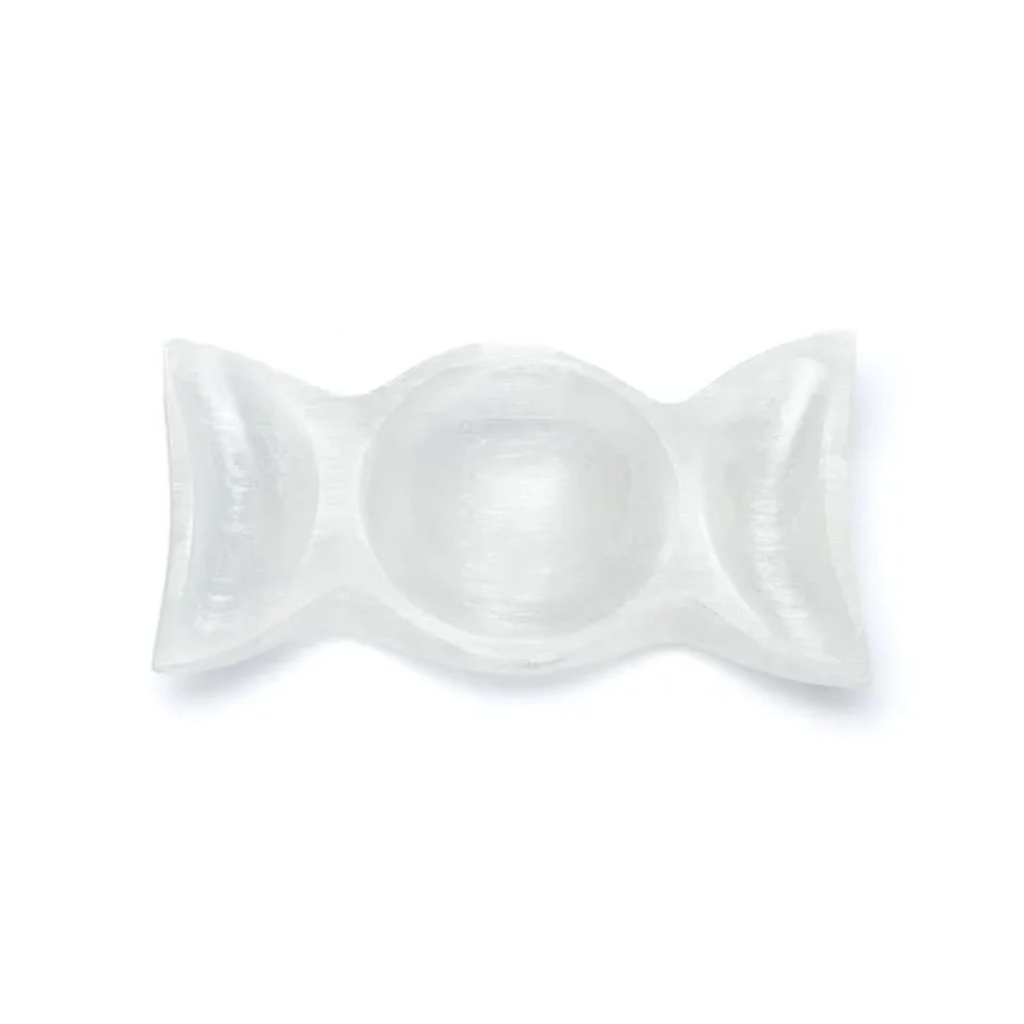 Plateau en sélénite triple lune -- ±15x8x3cm