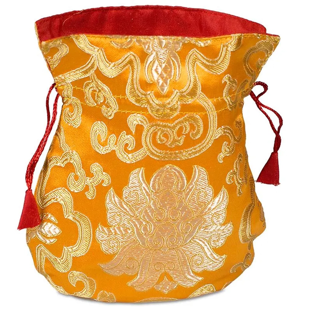 Bourse pour mala lotus brocart orange | 19x16 cm