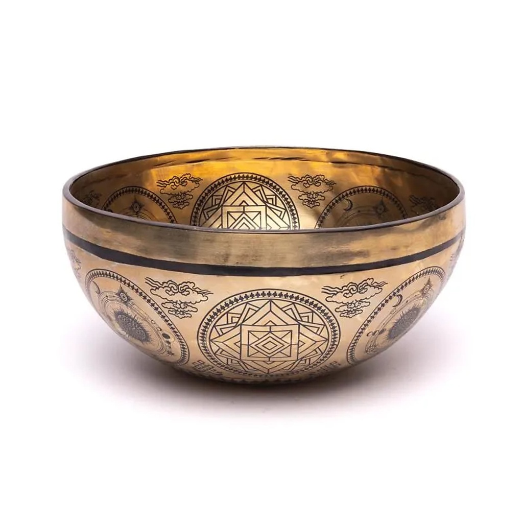 Bol chantant gravé au laser Soleil & Lune -- ±1400-1600 g ; ±22-24 cm	