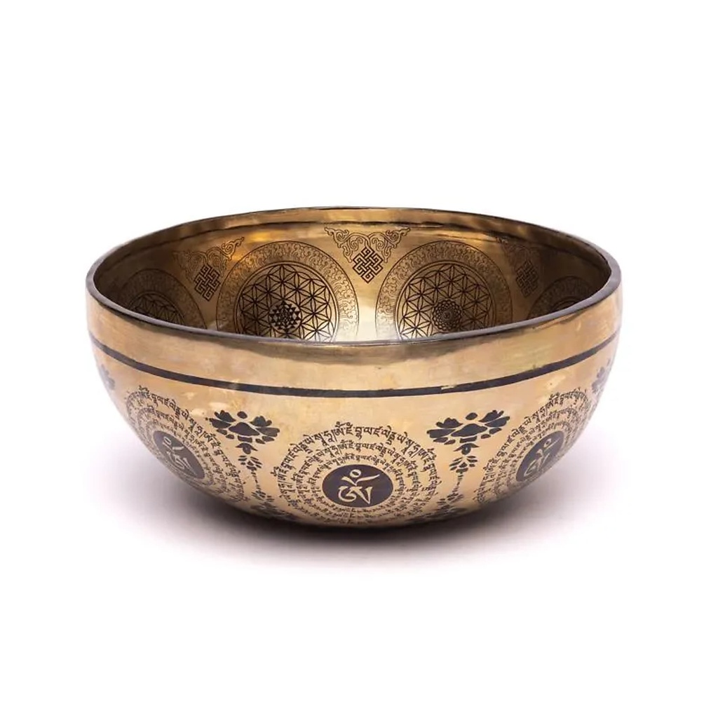 Bol chantant gravé au laser Fleur de Vie -- ±1400-1600 g ; ±22-24 cm	