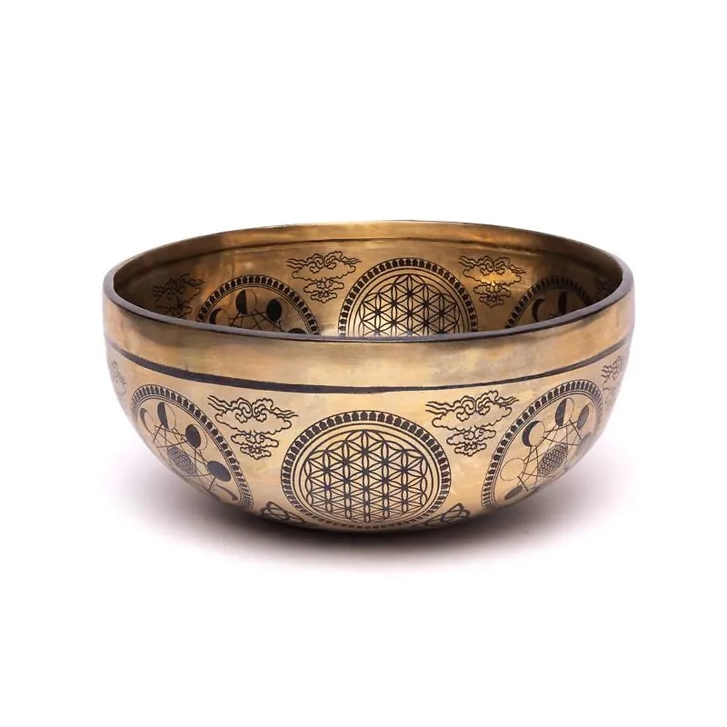 Bol chantant gravé au laser Cube de Métatron -- ±1400-1600 g ; ±22-24 cm	