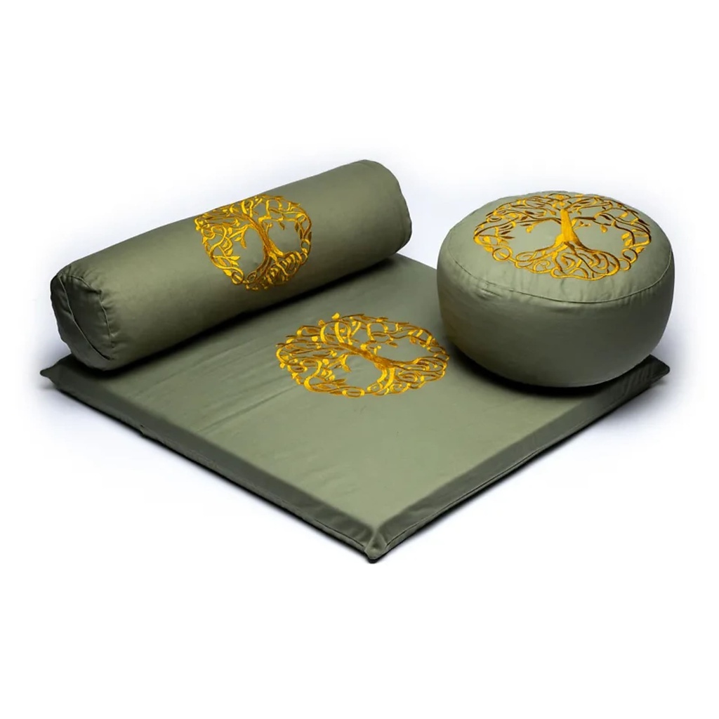 SET de Méditation 2: Arbre de Vie coton BIO (OCS) -- 65x65x5 cm; ±5100 g