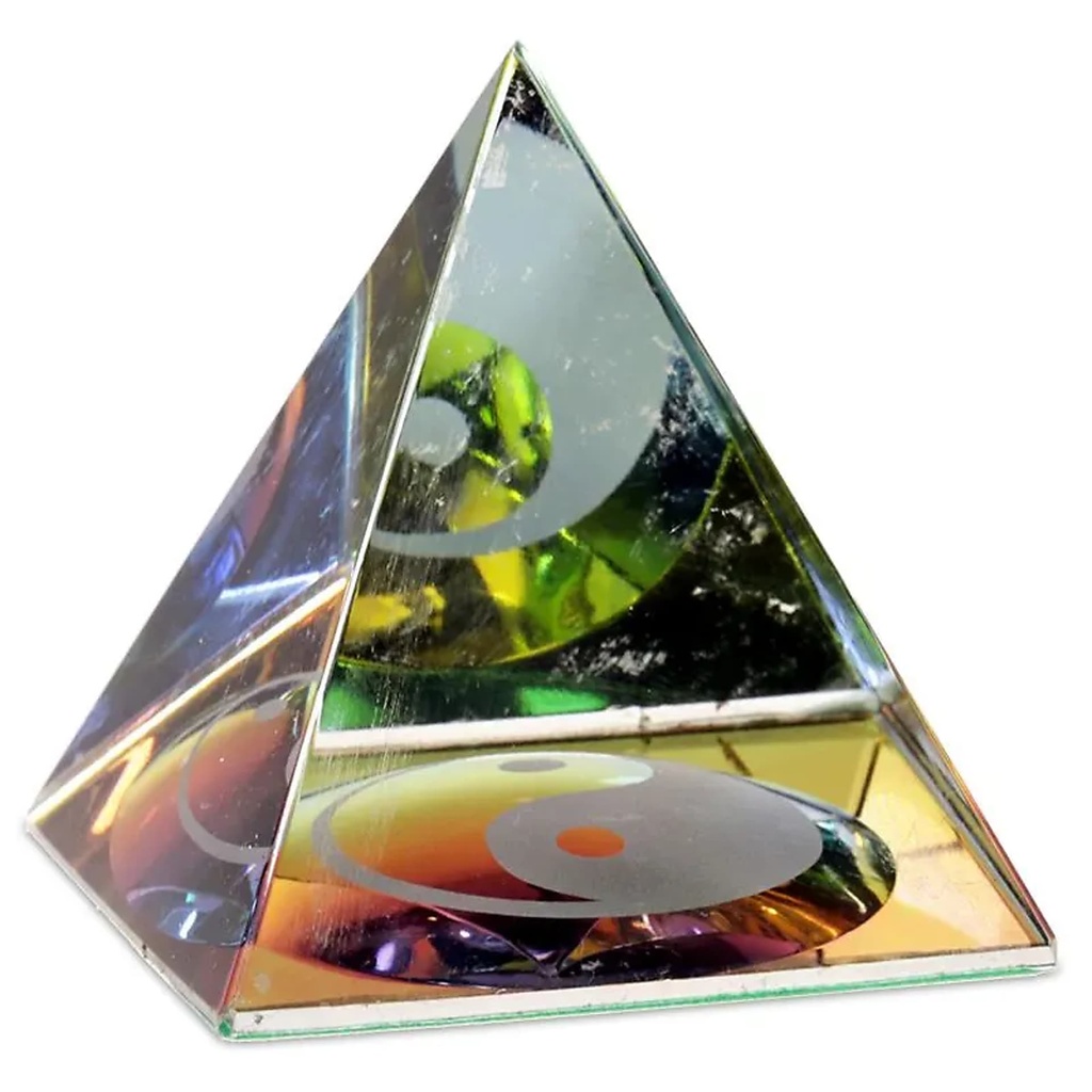 Pyramide de Cristal Yin Yang -- 4 cm