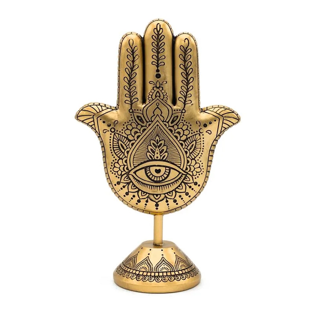 Déco Main de Fatima sur socle couleur or -- 14.3x7.7x23.2 cm