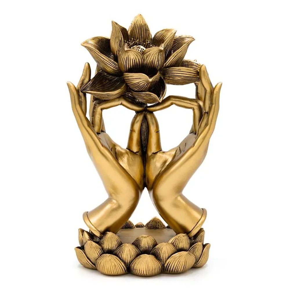 Déco Mains avec Lotus couleur or -- 14.5x9.6x24.8 cm