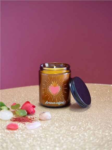 Bougie lithothérapie parfumée Amour infini