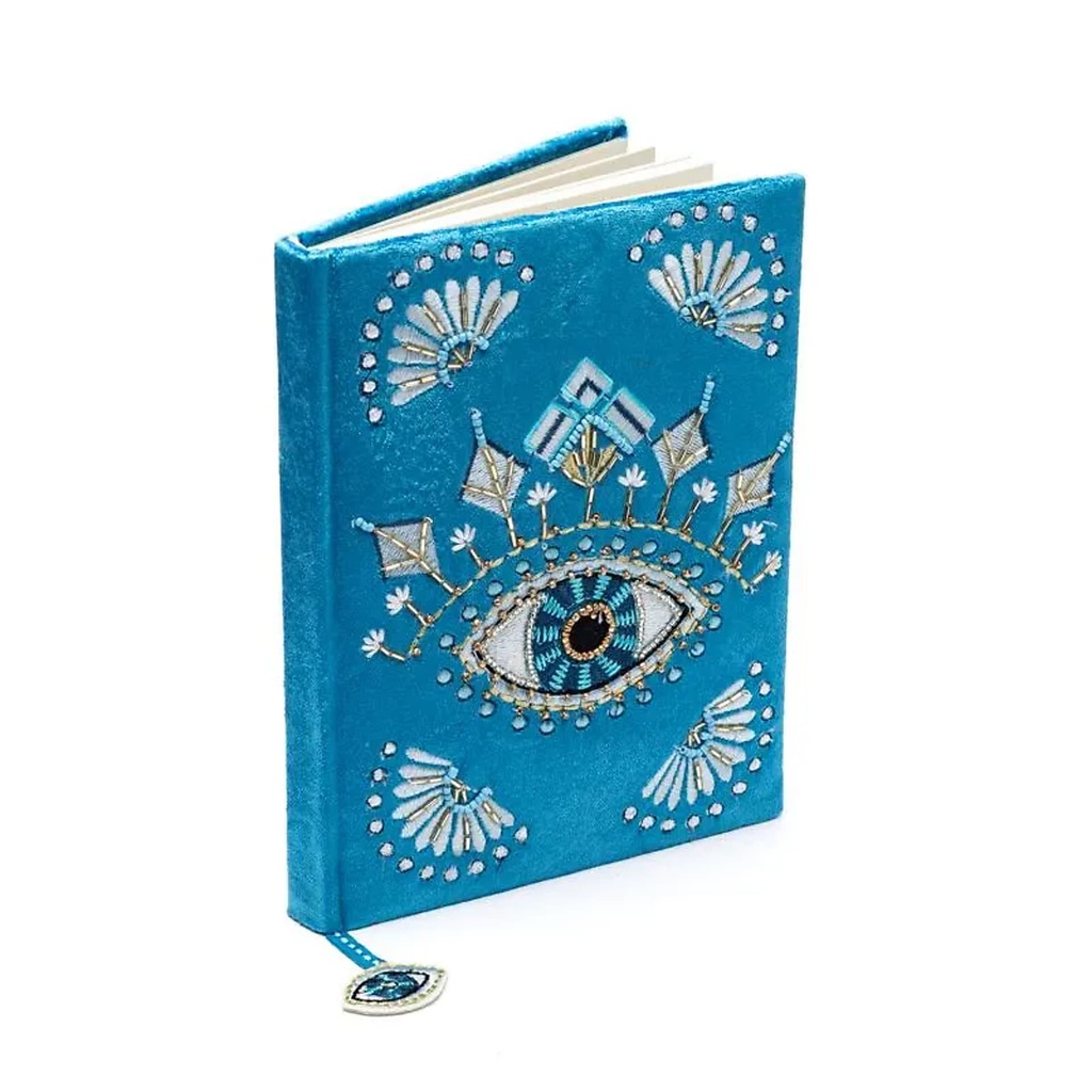 Carnet velours bleu avec Œil de la Providence -- 20x15 cm