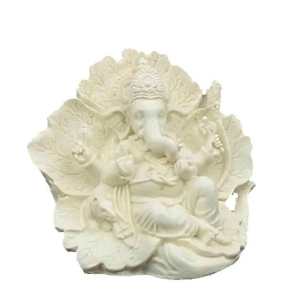 Statue de Ganesh ridhi sidhi blanc | 550 g; 11x12 cm