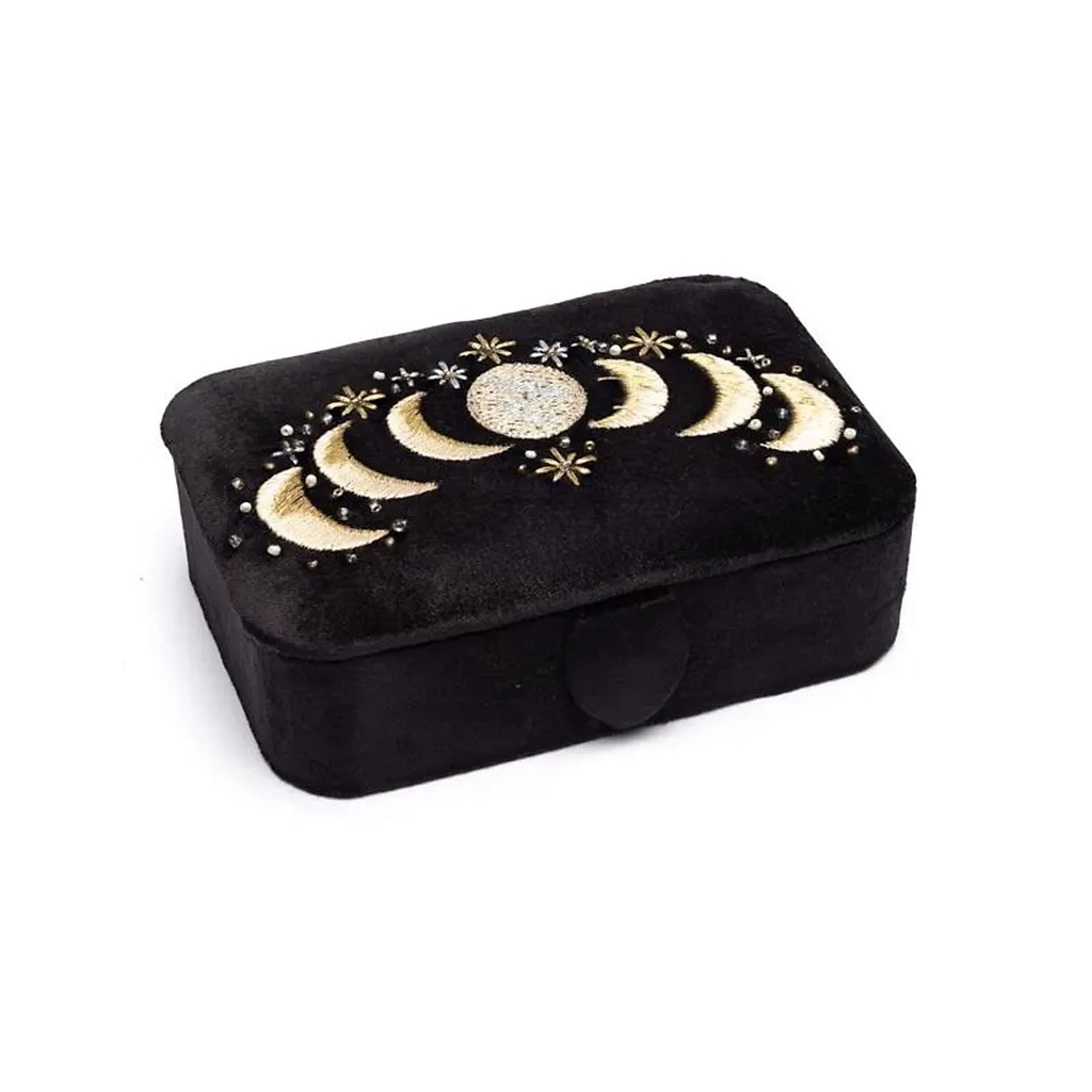 Coffret à bijoux / tarot velours noir avec phases lunaires -- 11x15,5x5 cm
