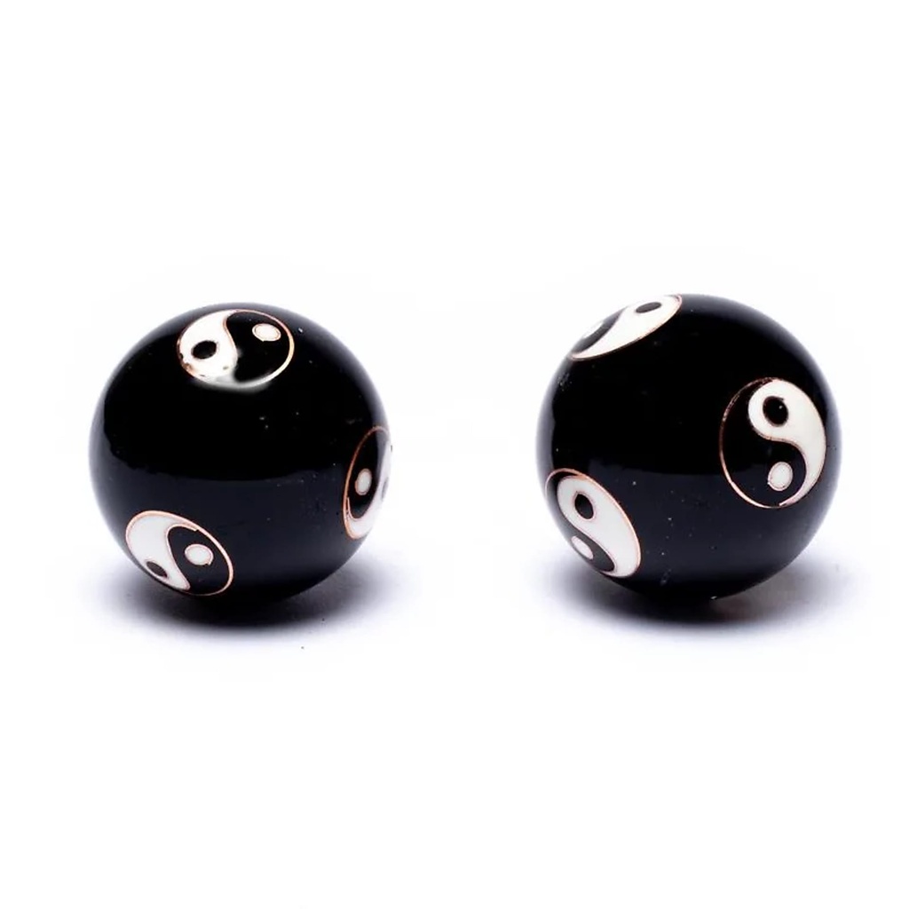 Boules de santé Qi Gong Yin et Yang noir | 3.5 cm