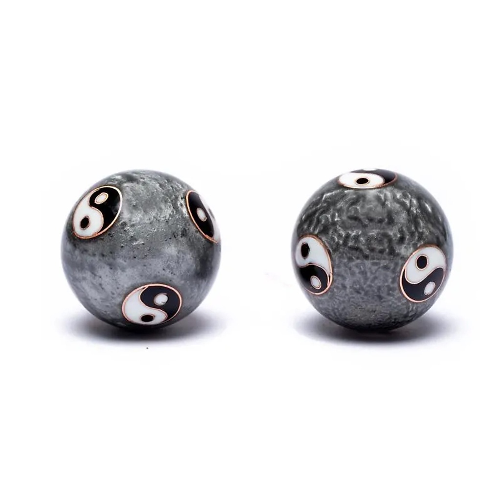 Boules de santé Qi Gong Yin et Yang Tai Chi gris | 3.5 cm