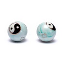 Boules de santé Qi Gong Yin et Yang marbré vert | 3.5 cm