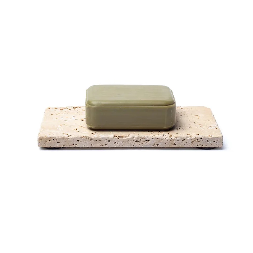 Porte-savon ou bougeoir en travertin naturel – 15x7,5x1cm; 245g