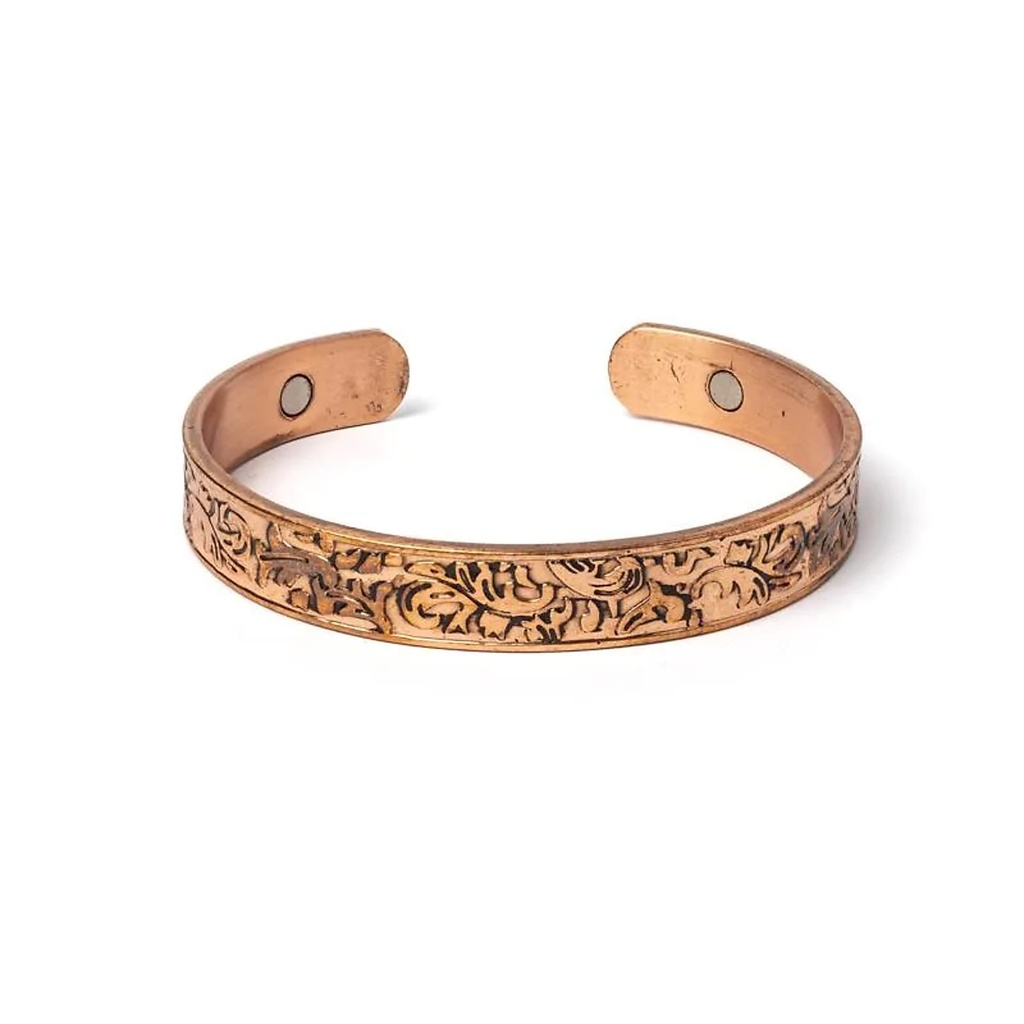 Bracelet cuivre feuilles magnétique -- ±8 mm