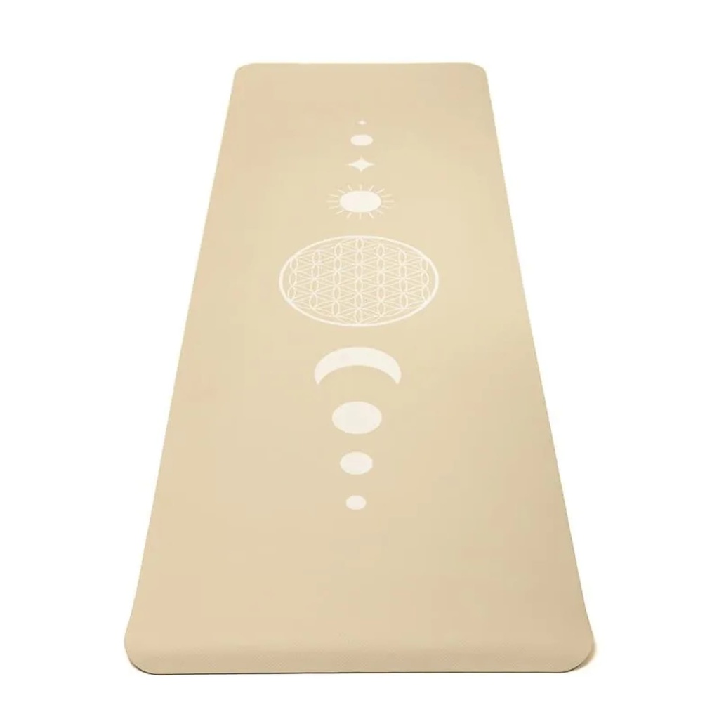Yogi & Yogini Premium tapis de Yoga TPE Fleur de Vie beige -- 950 g