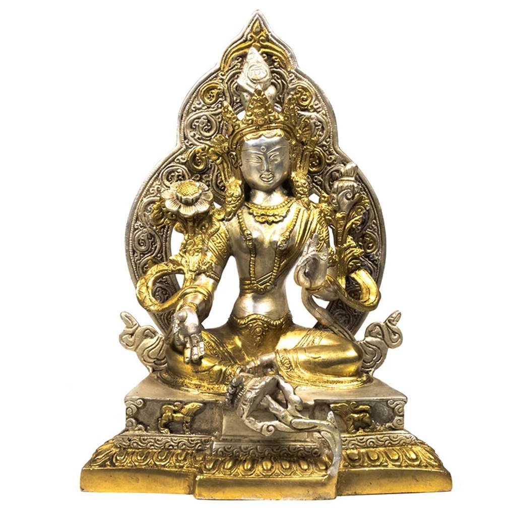 Tara Verte avec aura couleur or/argent -- 2890 g; 22 cm