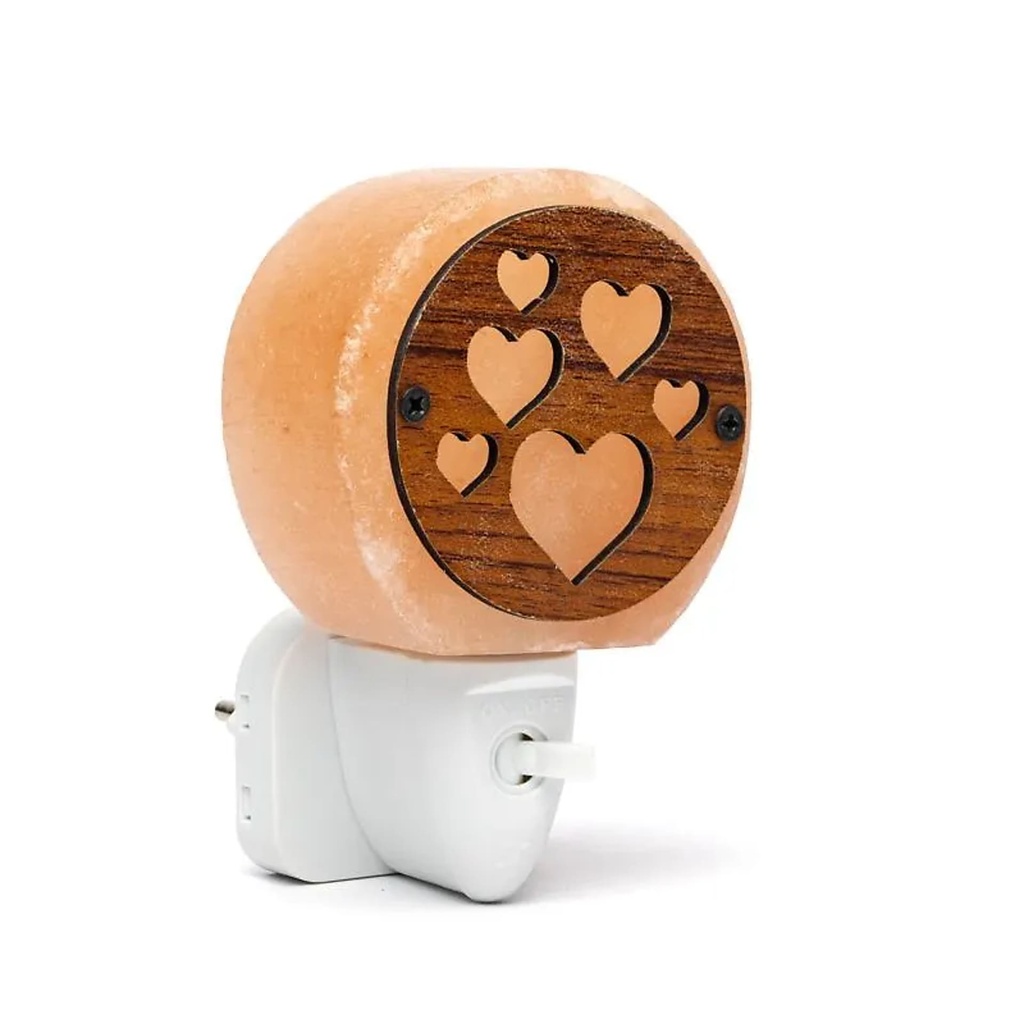 [8721139295991] Veilleuse en sel cœurs -- 11,5x5,5 cm