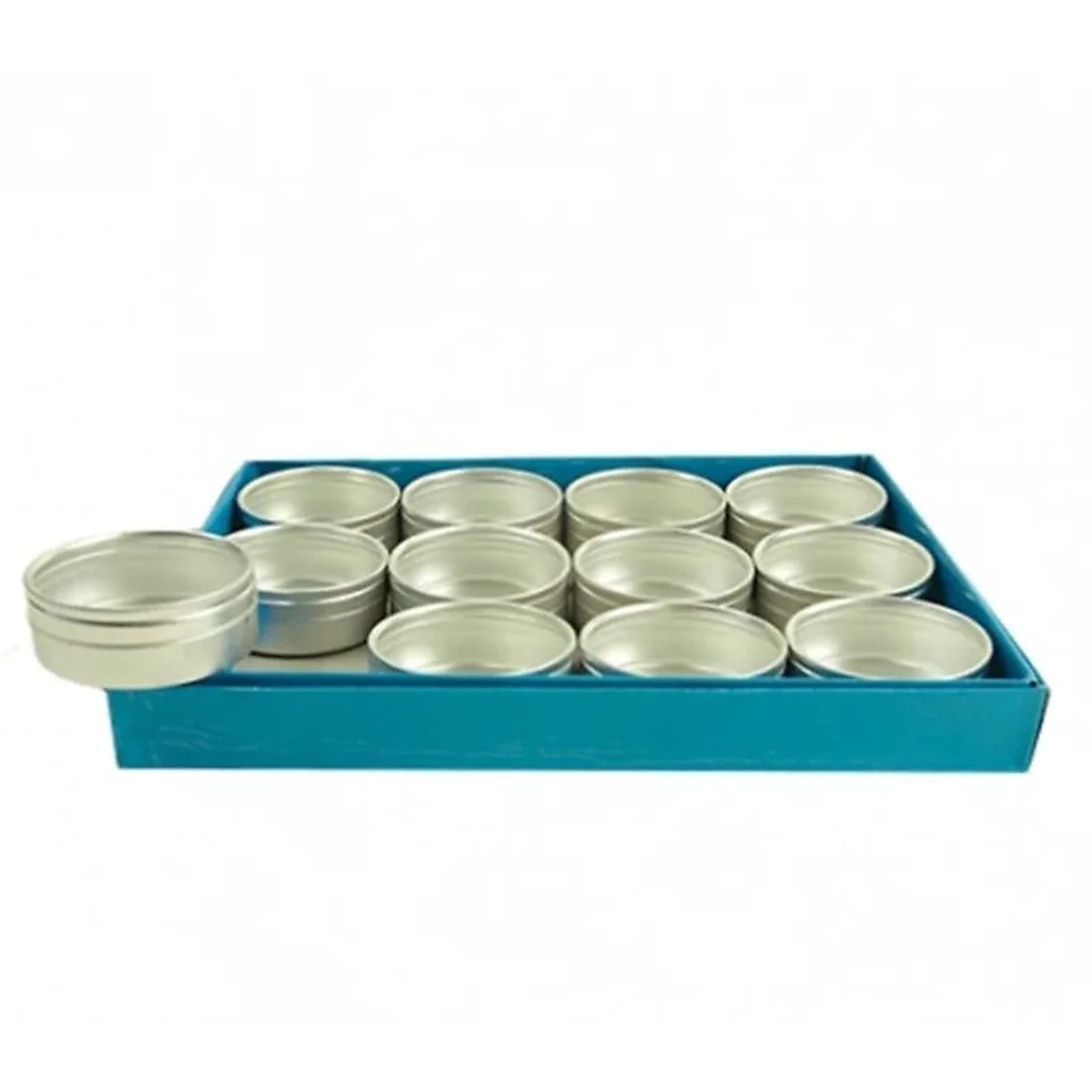 Boites rondes aluminium couvercle verre x 12 | 5.3x2.4 cm