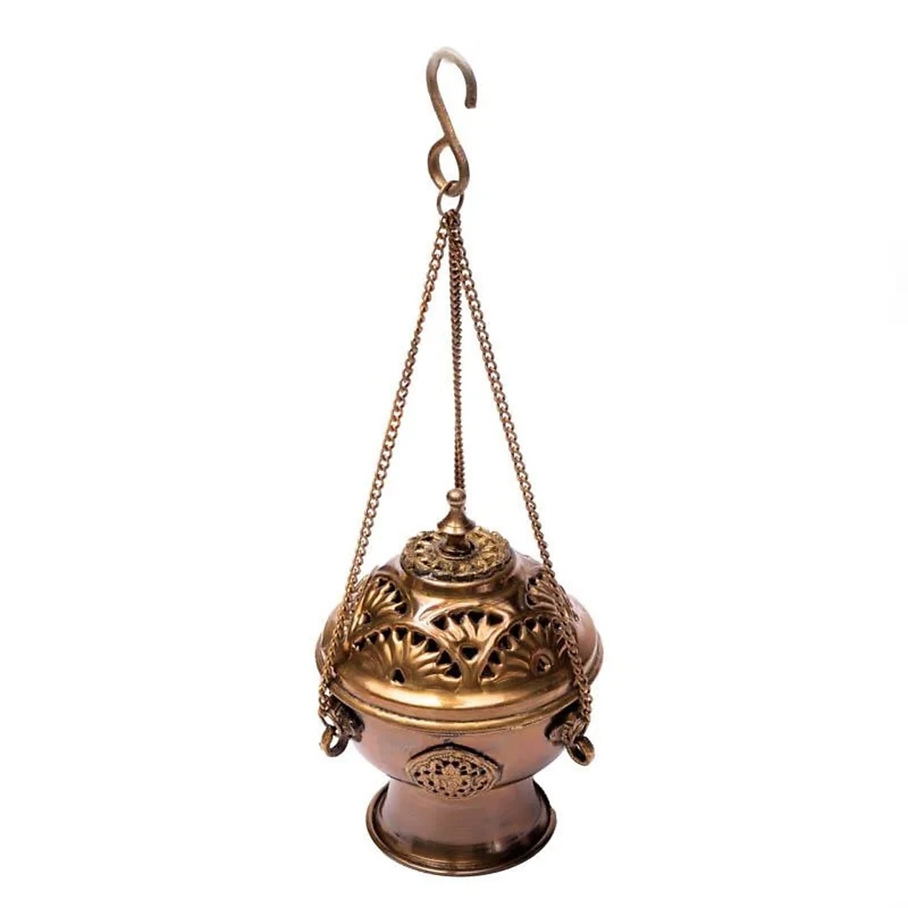 Brûle encens à pendre en laiton style antique | 12 cm