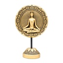 Déco Yoga meditation rond sur socle couleur or -- 15.5x8.5x24.5 cm