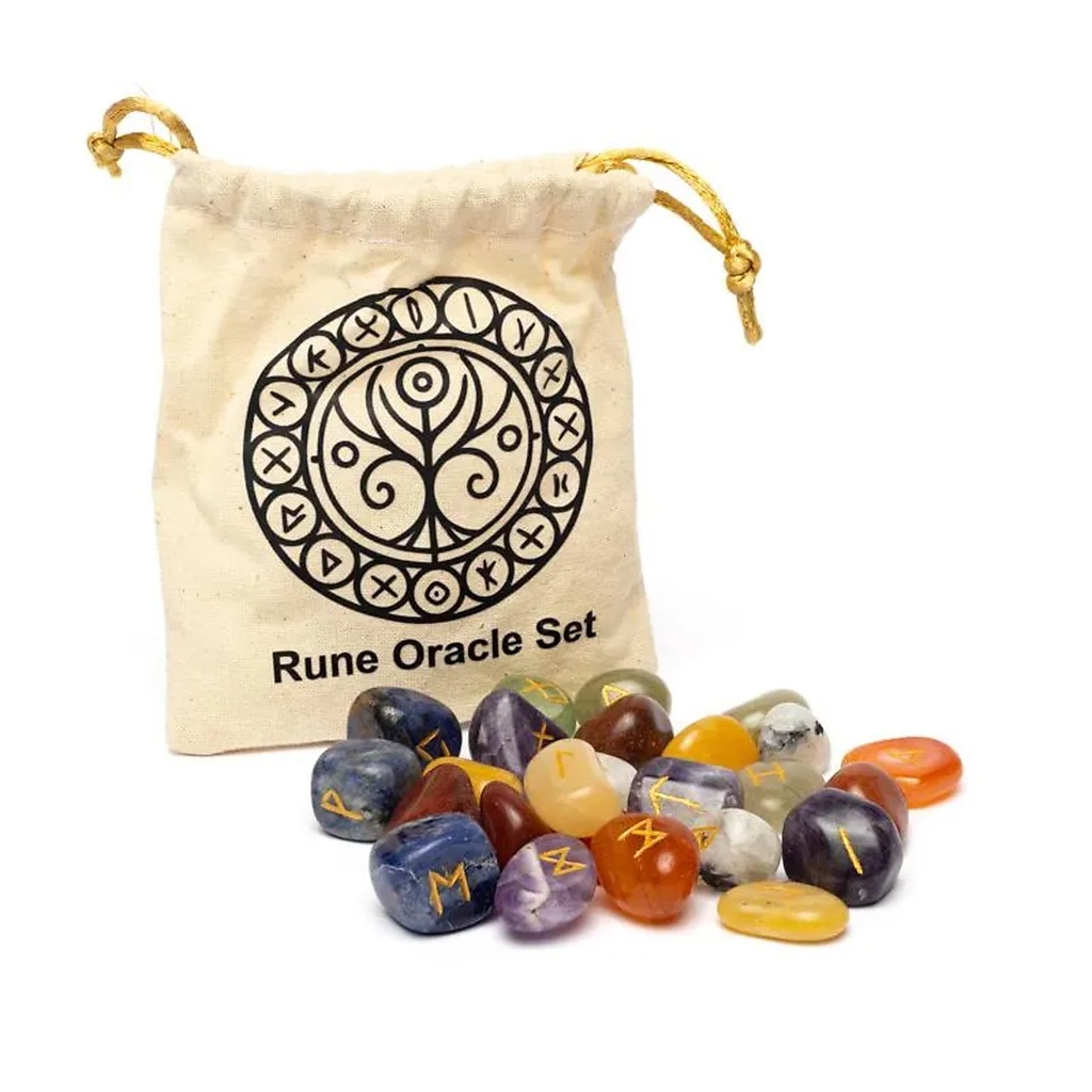 Oracle runique 7 Chakras en sachet en coton -- 218g
