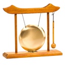 Gong de Table - structure bois rouge gong doré | 25x22 cm