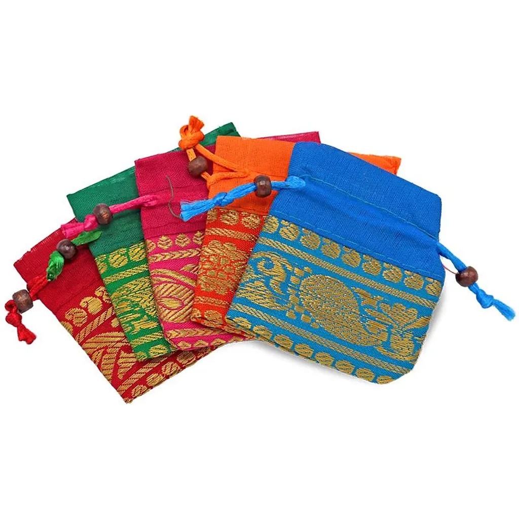 Sac à pendule tissus brocart carré | 8.5x8.5 cm