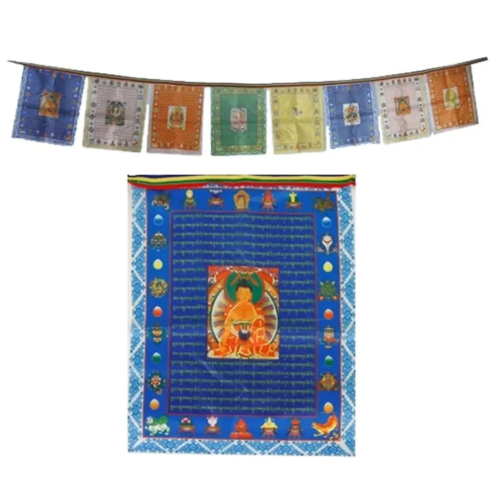 Drapeaux de prières bouddhas fil de 10 | 28x35x300 cm