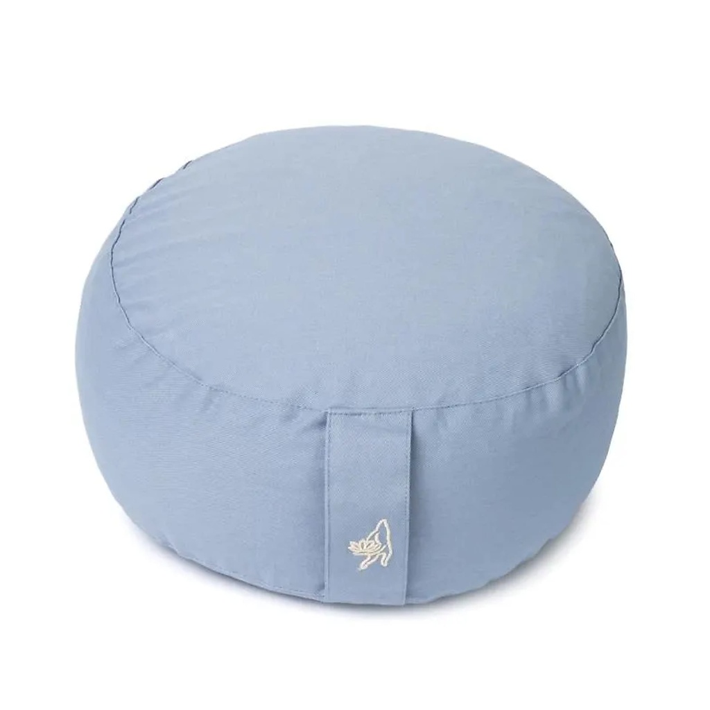 Coussin de méditation rond bleu coton bio (OCS) -- 33x17 cm; 2300 g