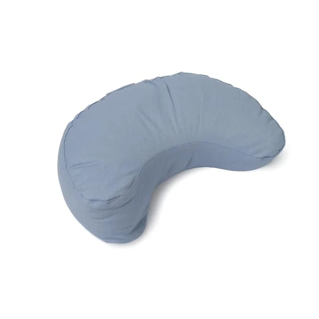 Coussin de méditation croissant bleu coton bio (OCS) -- 37x17x13 cm; 1008 g