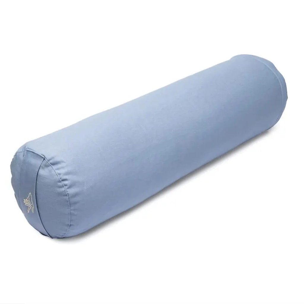 Coussin de méditation bolster bleu coton bio (OCS) -- 60x16 cm; 2300 g