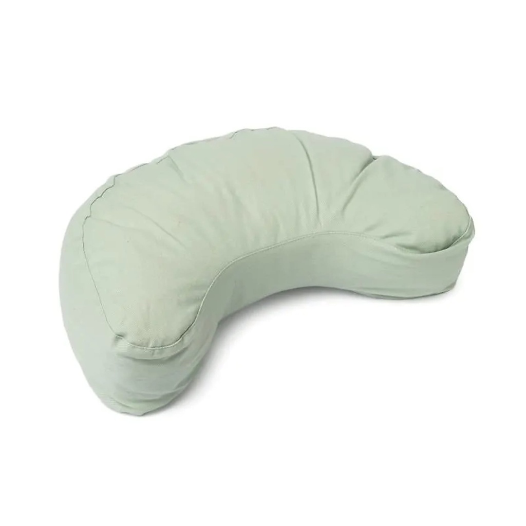 Coussin de méditation croissant vert doux coton bio (OCS) -- 37x17x13 cm; 1008 g