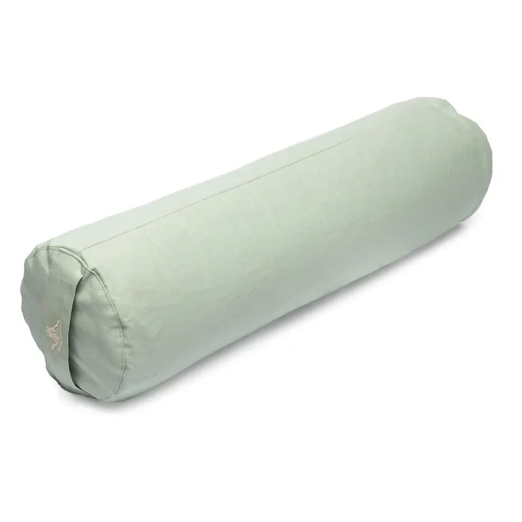 Coussin de méditation bolster vert doux coton bio (OCS) -- 60x16 cm; 2300 g