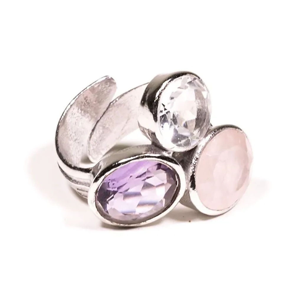 [8719075391082] Bague réglable minéraux Triangle d'or