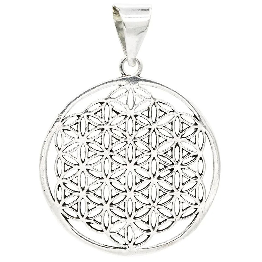 Fleur de la vie pendentif laiton couleur argentée | 3 cm