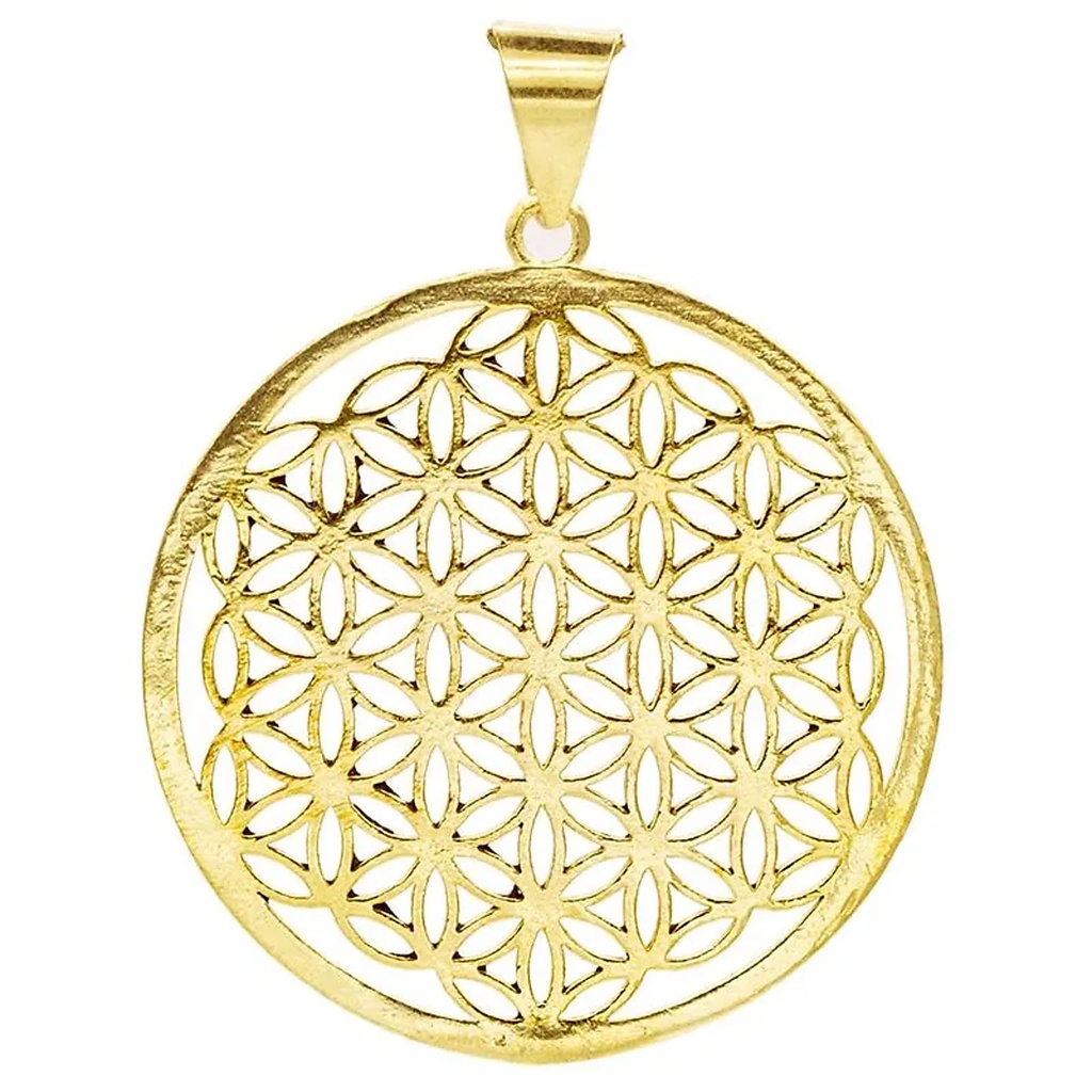 Fleur de la vie pendentif laiton couleur doré | 4 cm