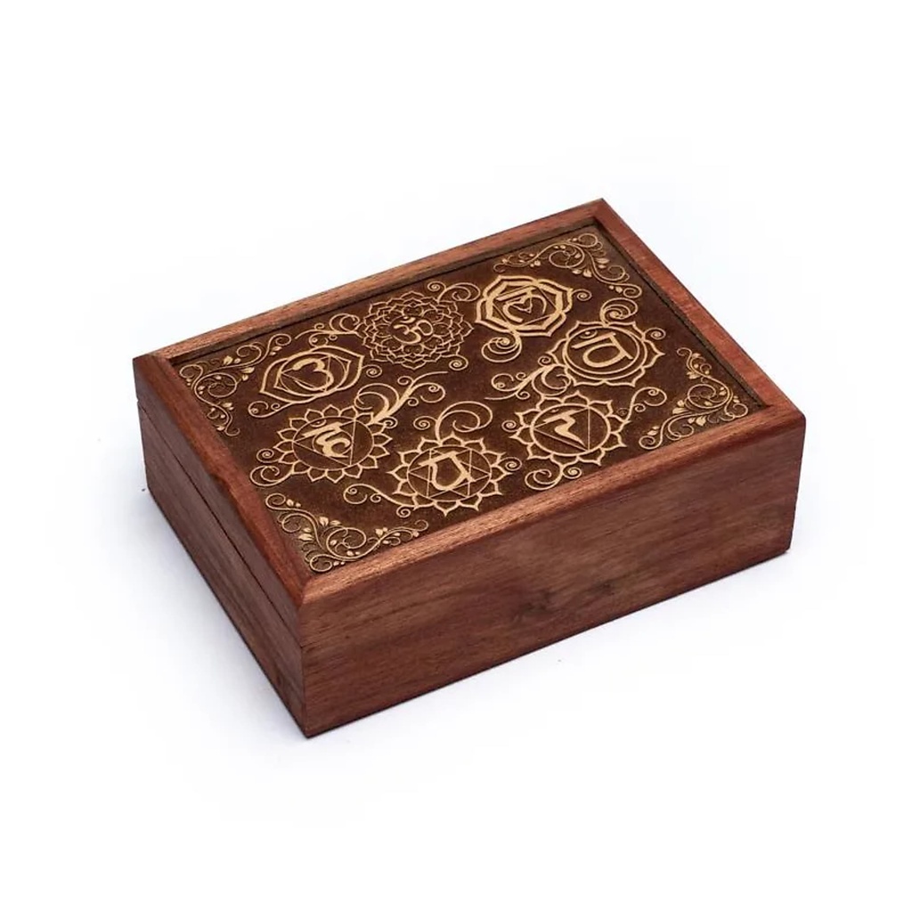 Boite à tarots en bois 7 Chakras | 17.5x13x6.5 cm