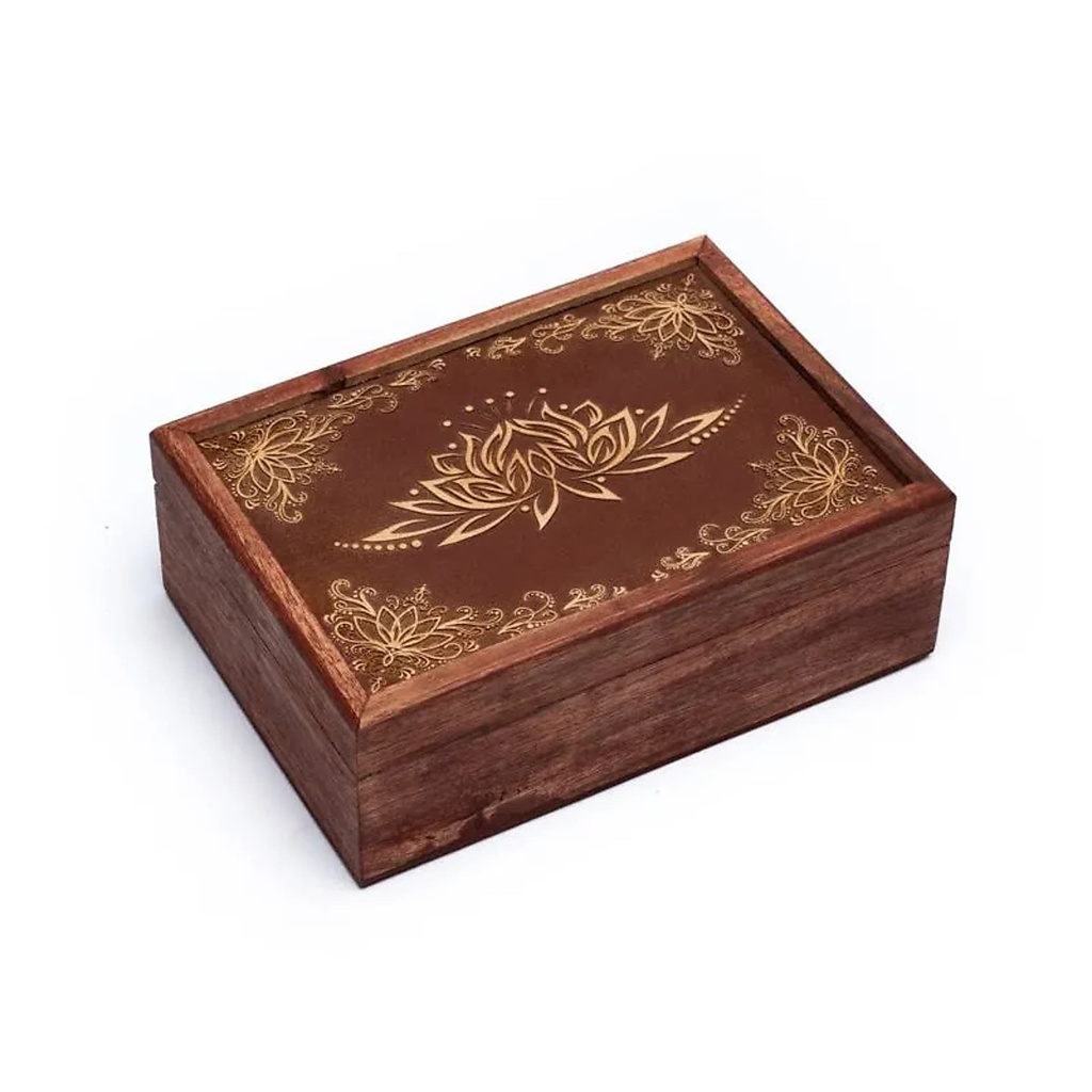 Boite à tarots en bois Lotus | 17.5x13x6.5 cm
